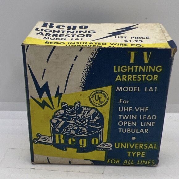 Vintage‎ Bakelite Rego LA-1 VHF/UHF TV Lightning Arrestor Twin Lead Open Line - Picture 1 of 9